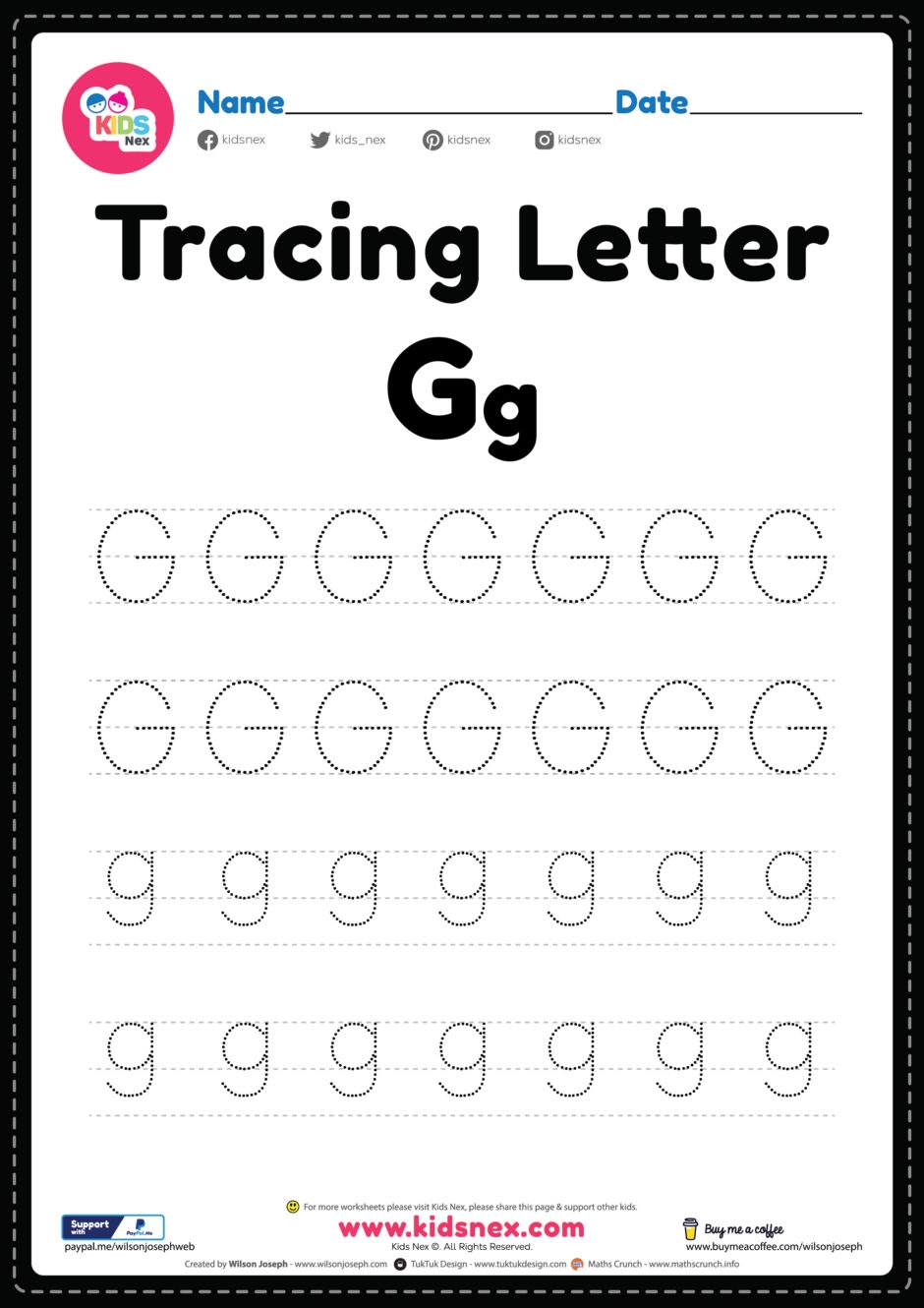 Tracing Letter G Alphabet Worksheet Free PDF Printable Tracing Letter G Alphabet Worksheet Free PDF Printable