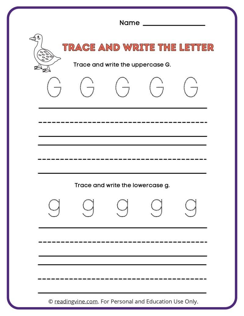 Tracing Letter G Worksheets For Preschool Tracing Letter G Worksheets For Preschool