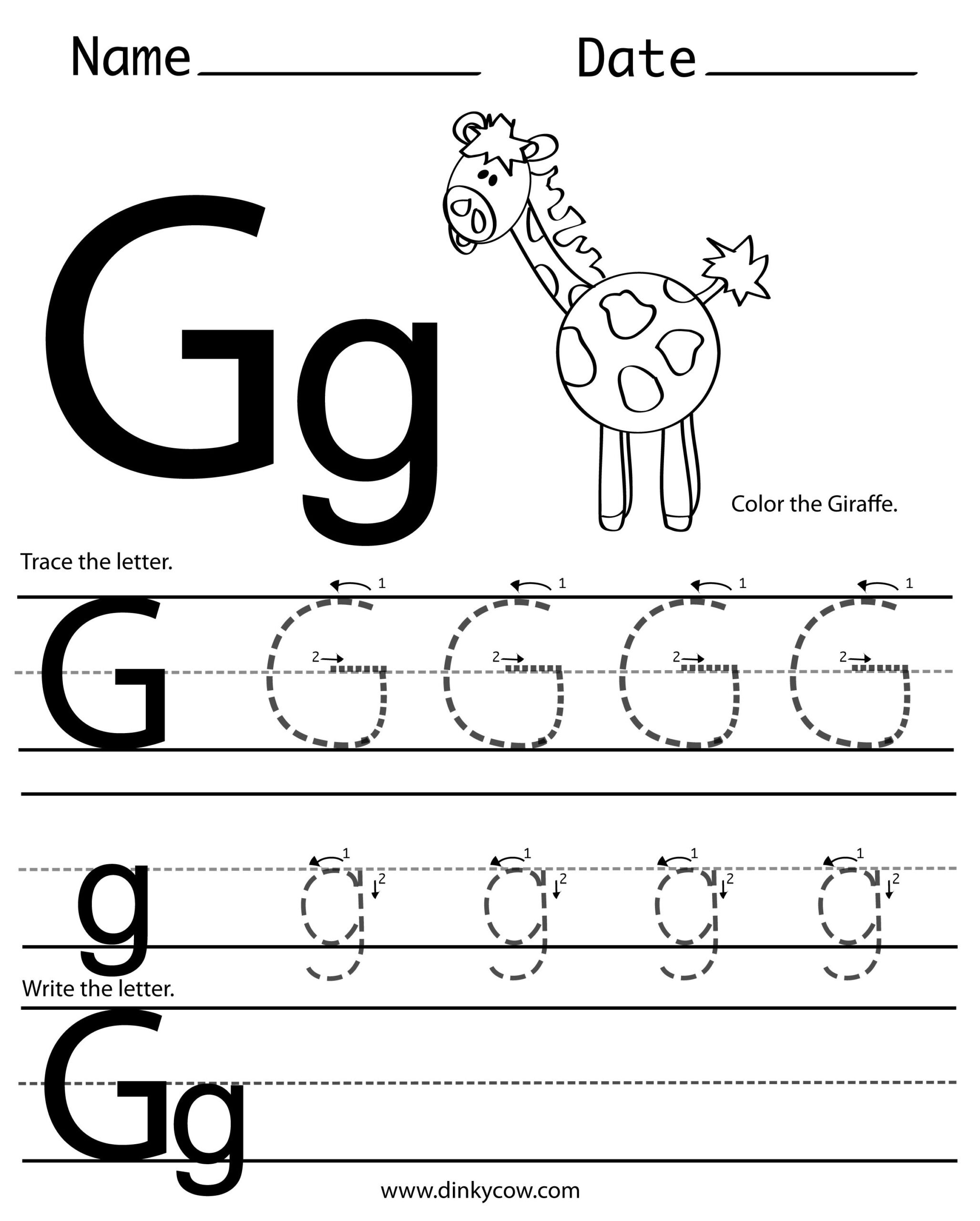 preschool letter g worksheets