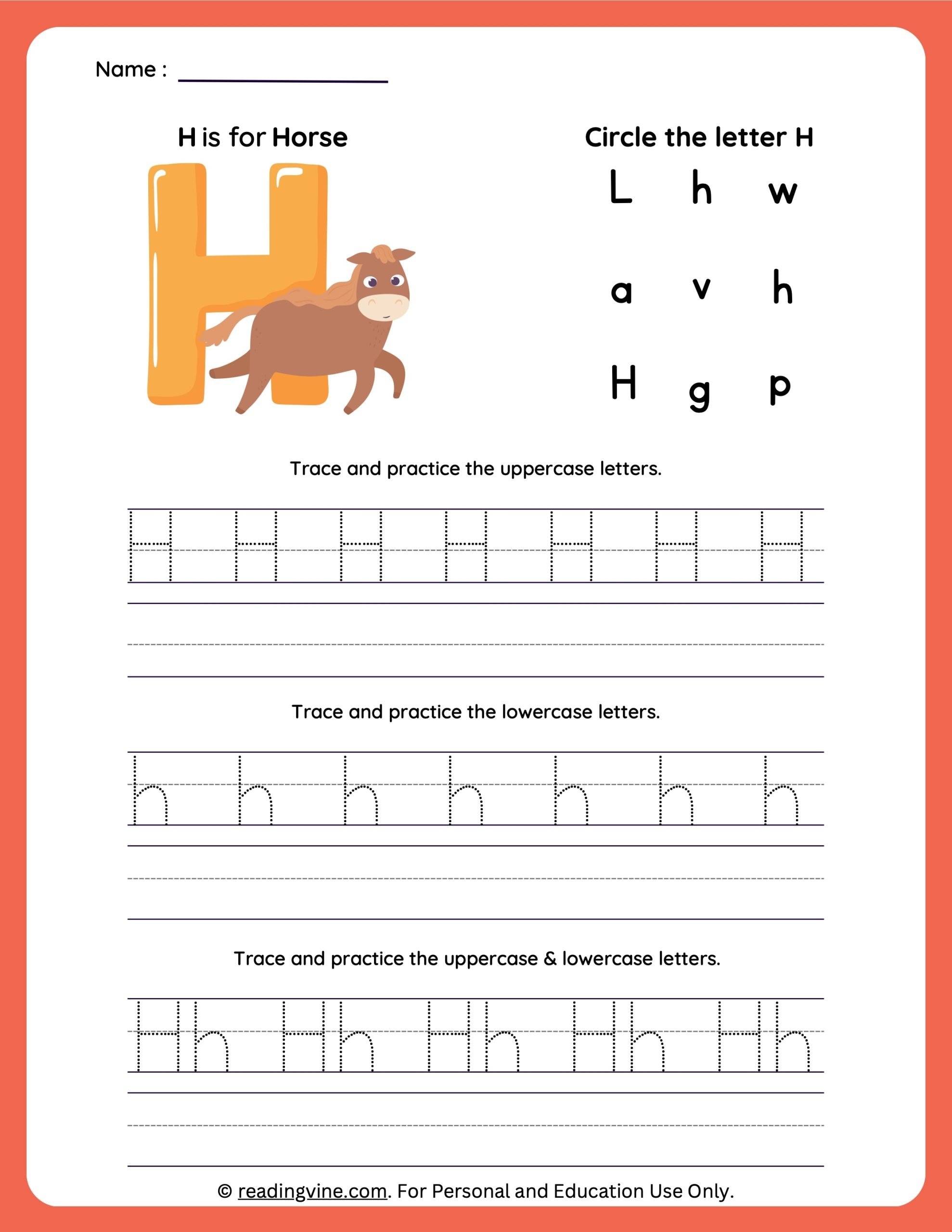Tracing Letter H Worksheets For Preschool Tracing Letter H Worksheets For Preschool