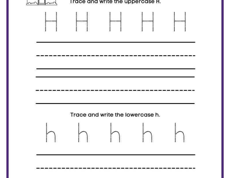 Tracing Letter H Worksheets For Preschool