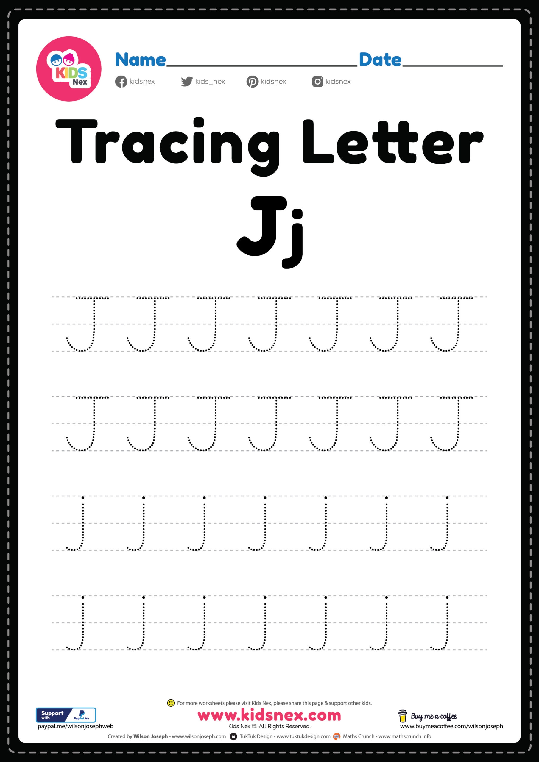 Tracing Letter J Alphabet Worksheet Free Printable PDF Tracing Letter J Alphabet Worksheet Free Printable PDF