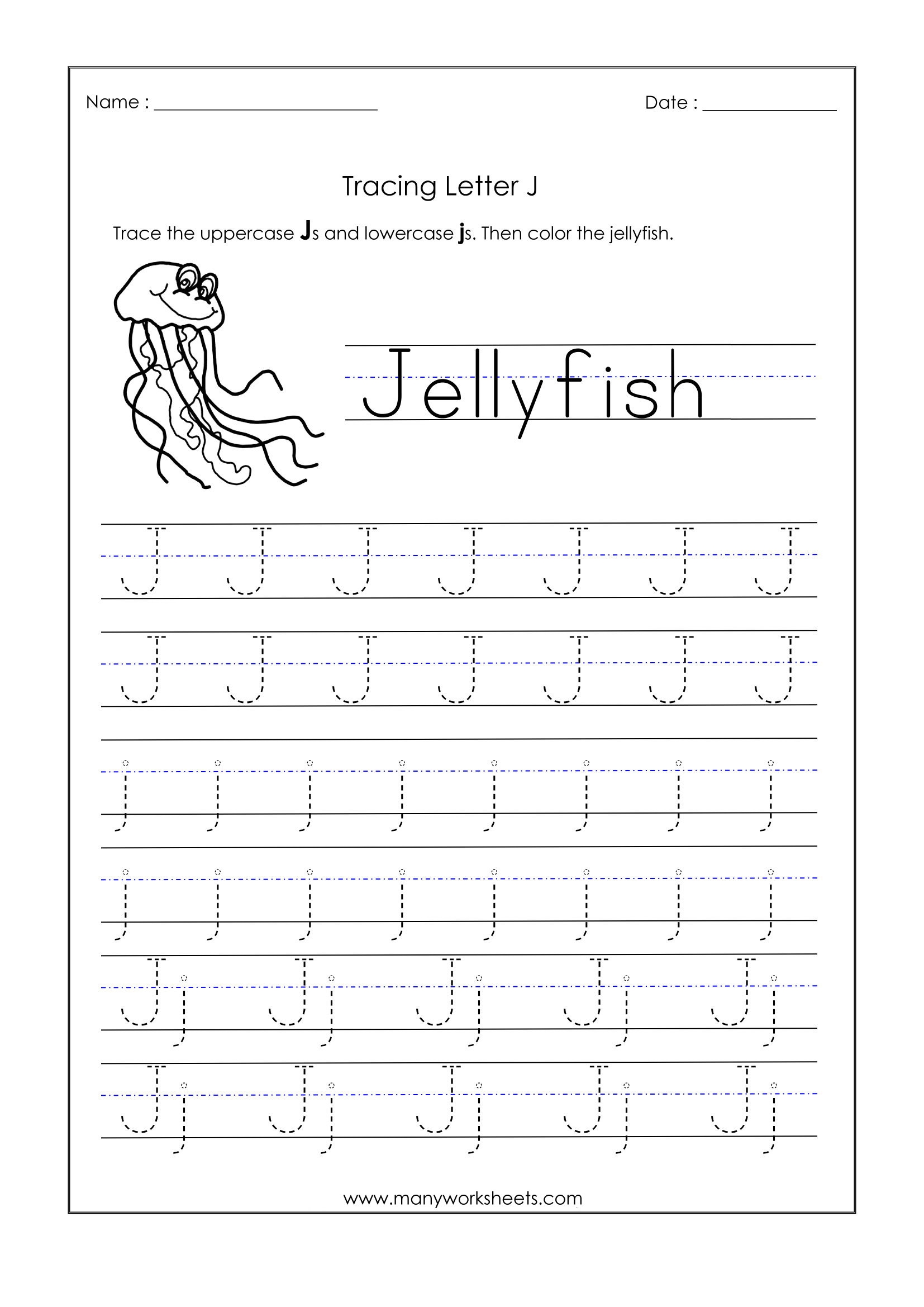 tracing letter j worksheet tracing letter j worksheet