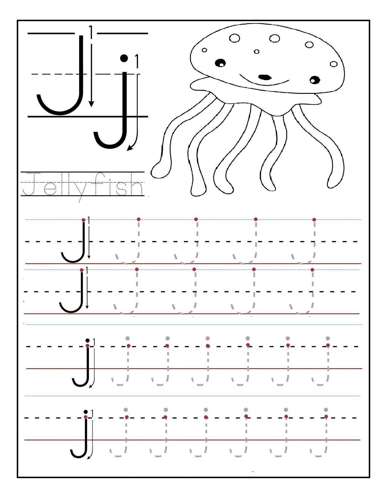 Tracing Letter J Preschool AlphabetWorksheetsFree Tracing Letter J Preschool AlphabetWorksheetsFree