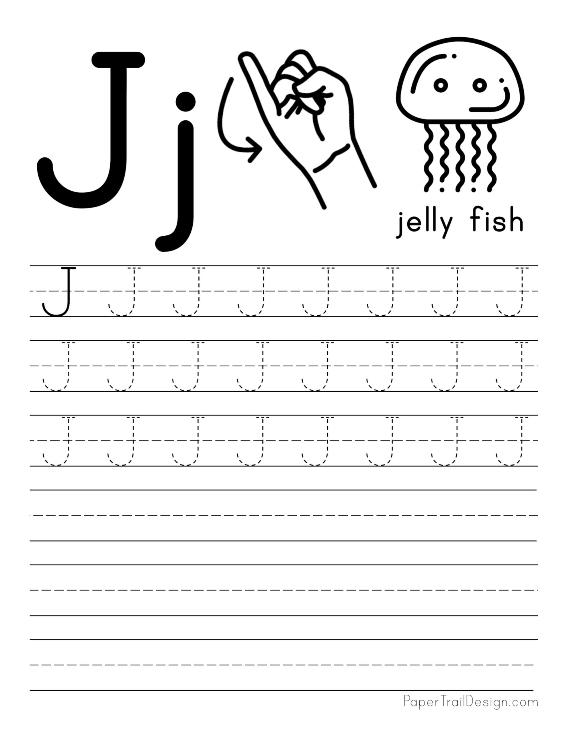 trace the letter j printable trace the letter j printable