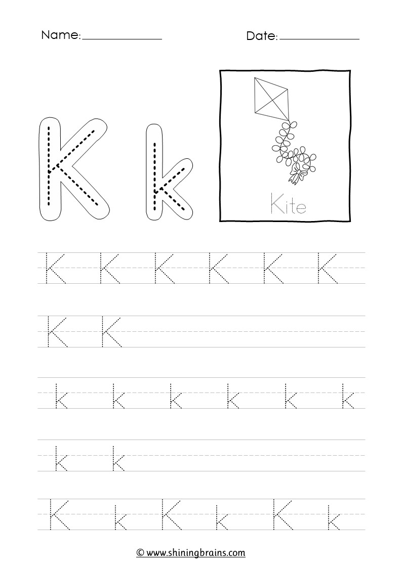 Tracing Letter K K Worksheet Tracing Letter K K Worksheet