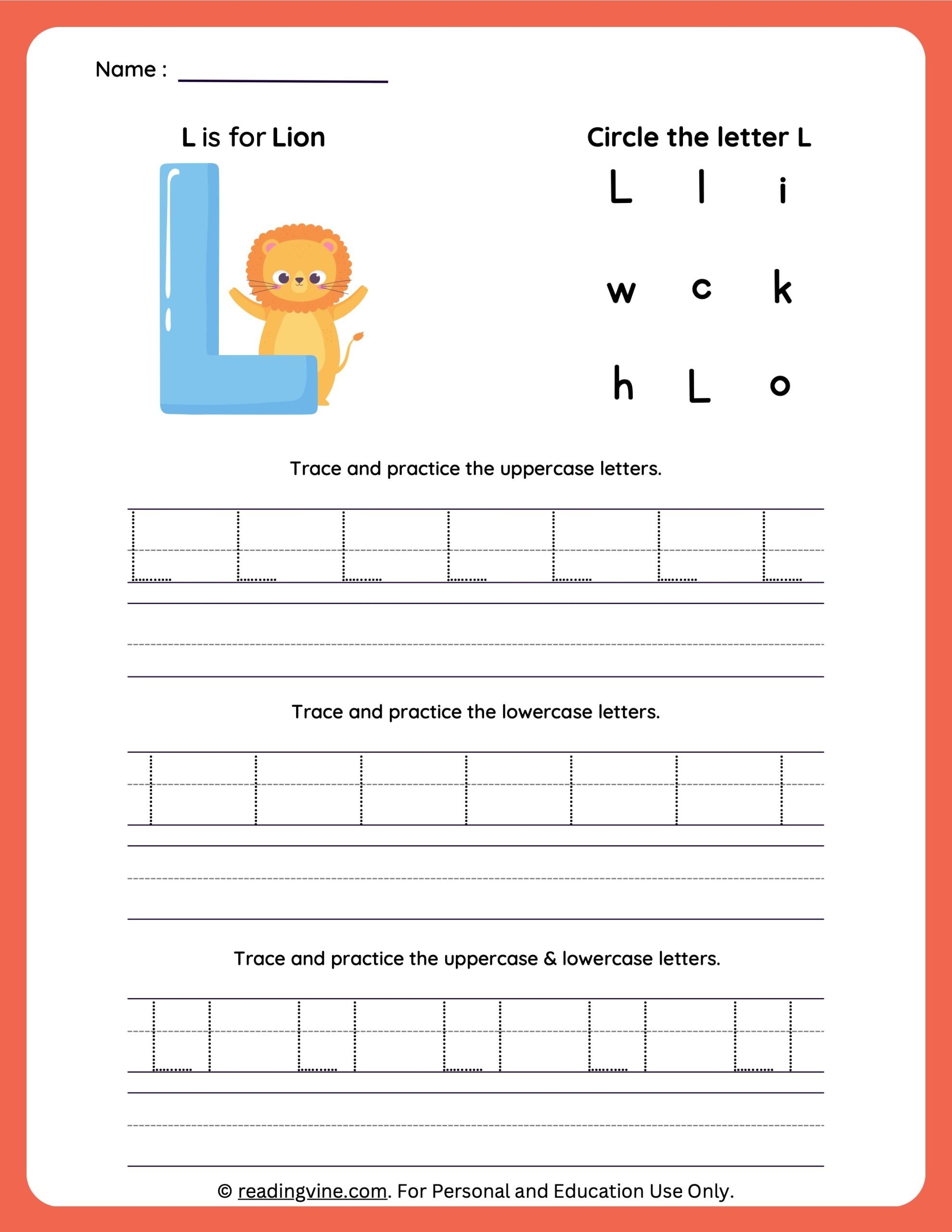 Tracing Letter L Worksheets For Preschool Tracing Letter L Worksheets For Preschool