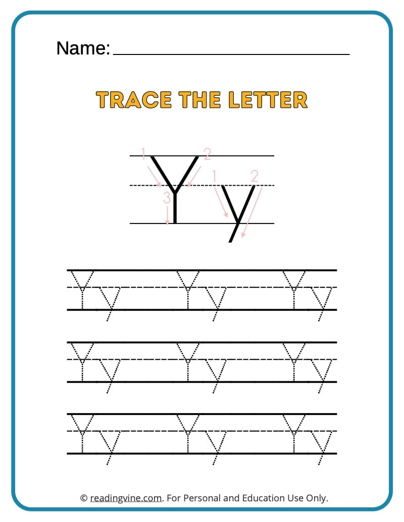 Tracing Letter Y Worksheets For Preschool Tracing Letter Y Worksheets For Preschool