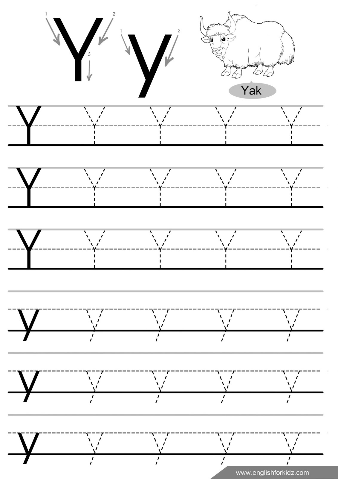Tracing Letter Y Worksheets TracingLettersWorksheets Tracing Letter Y Worksheets TracingLettersWorksheets