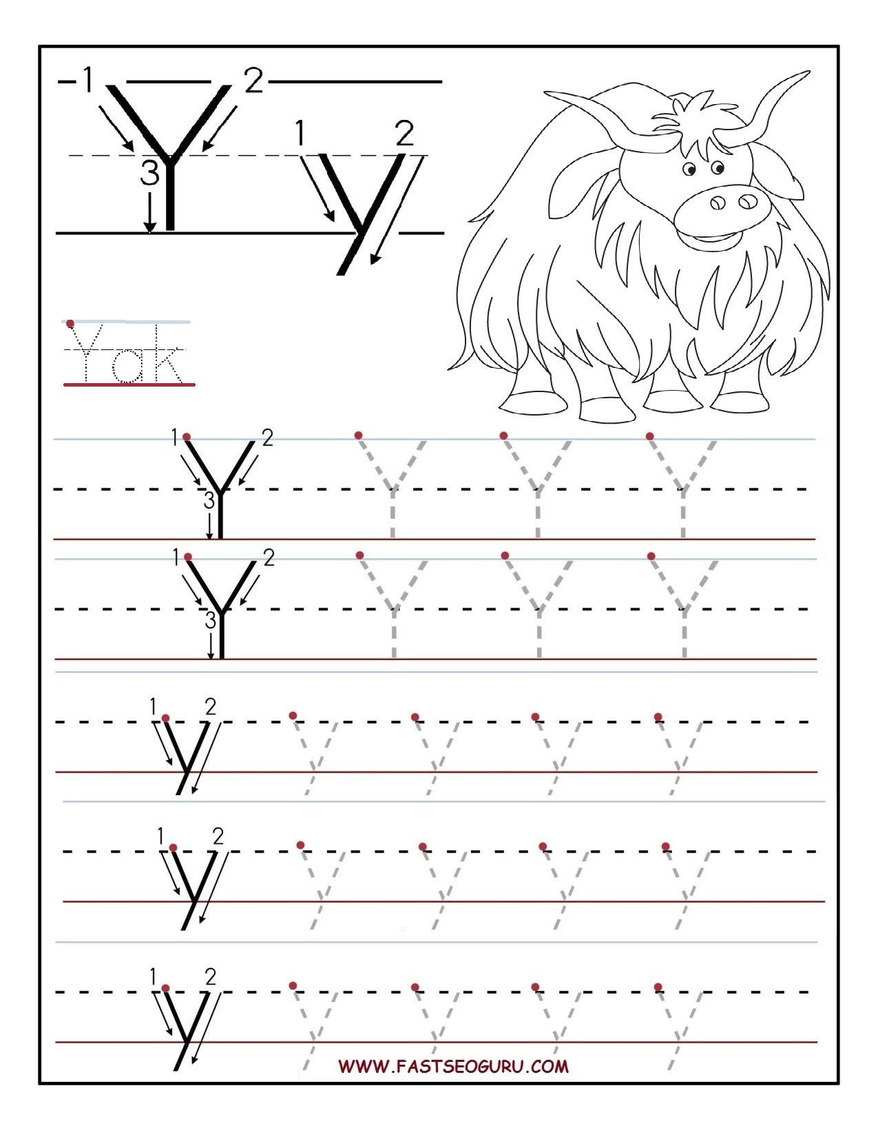 Tracing Letter Y Worksheets TracingLettersWorksheets Tracing Letter Y Worksheets TracingLettersWorksheets