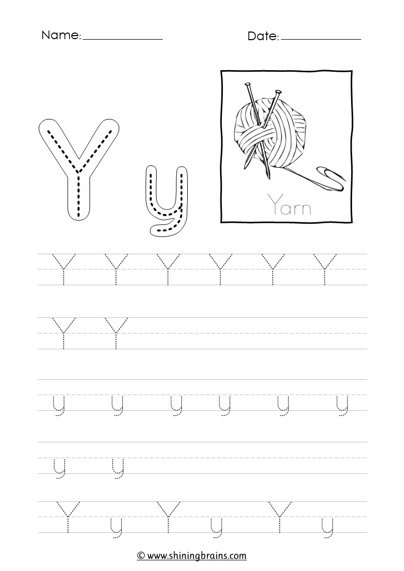 Tracing Letter Y Y Worksheet Tracing Letter Y Y Worksheet