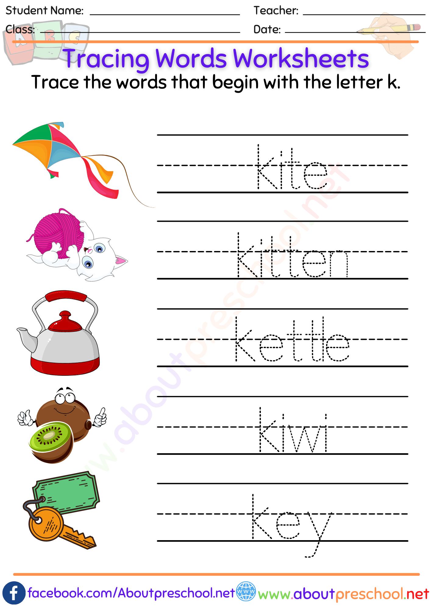 Tracing Words Worksheets k About Preschool Tracing Words Worksheets k About Preschool