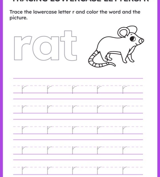 Tracing Worksheet For Letter R And Lowercase Infoupdate