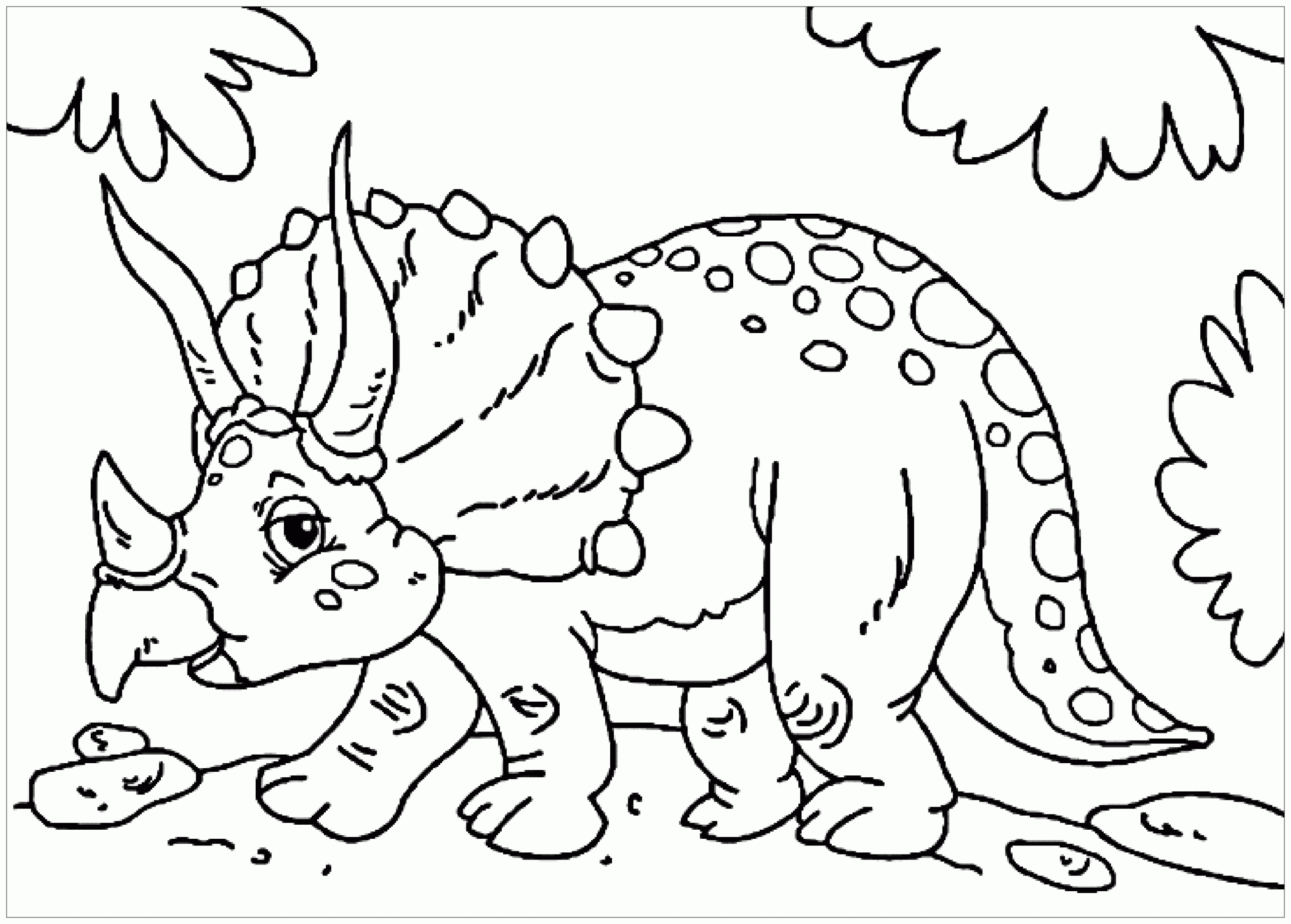 Triceratops On A Walk Dinosaur Coloring Pages Triceratops On A Walk Dinosaur Coloring Pages