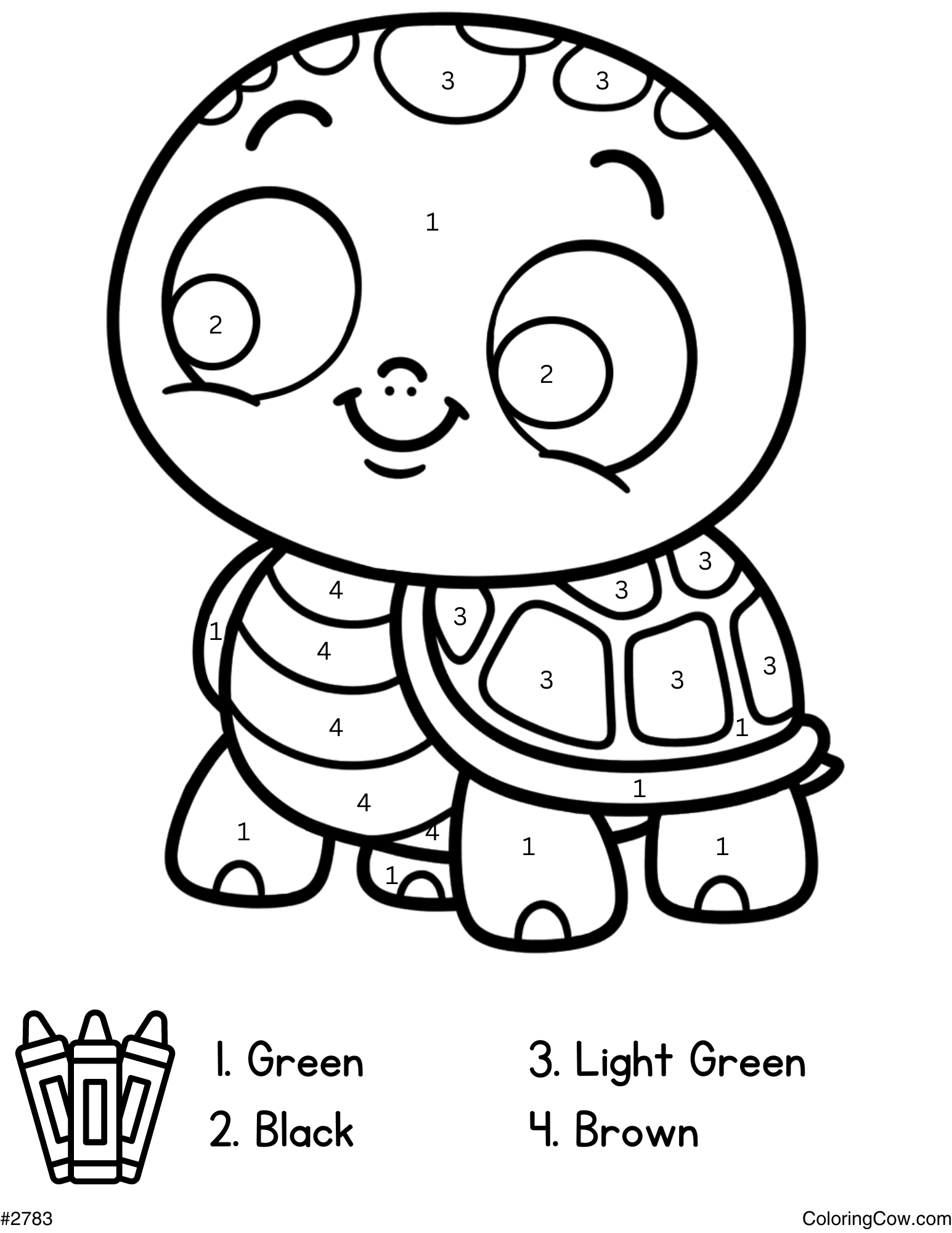 Turtle Color By Number Coloring Page Turtle Color By Number Coloring Page