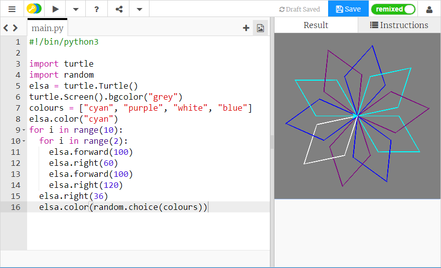 Turtle Snowflakes Changing The Pen Colour Randomly Raspberry Pi Turtle Snowflakes Changing The Pen Colour Randomly Raspberry Pi