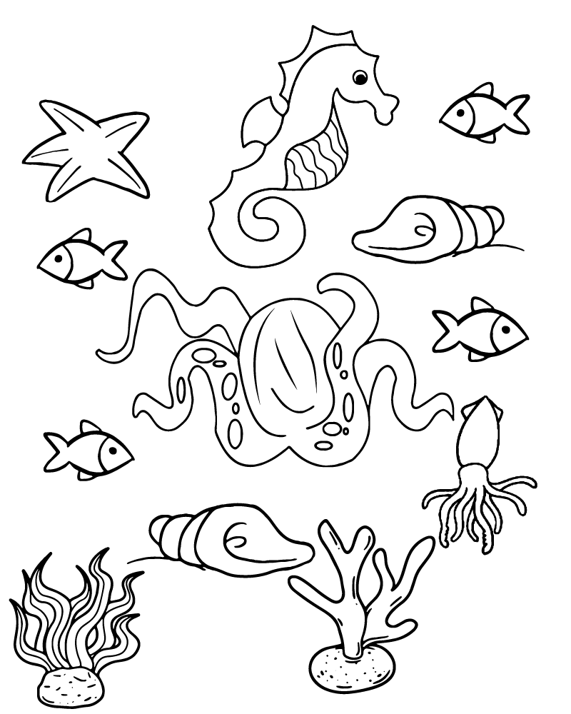 Underwater Animals Coloring Pages Underwater Animals Coloring Pages