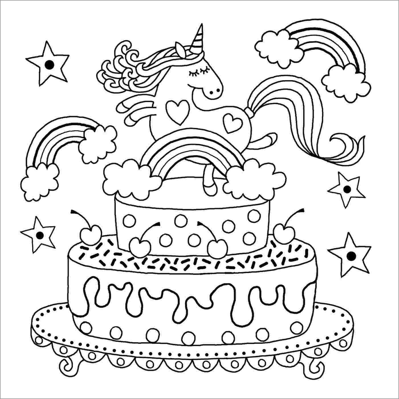 Unicorn Birthday Cake Coloring Page ColoringBay Unicorn Birthday Cake Coloring Page ColoringBay