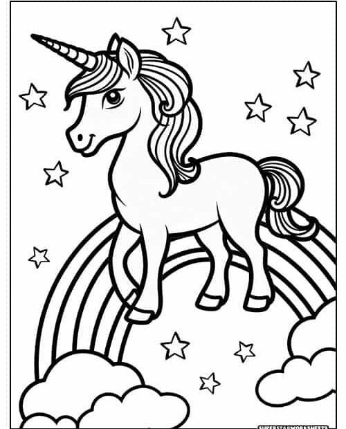 Unicorn Coloring Page Rainbow In 2024 Unicorn Coloring Pages