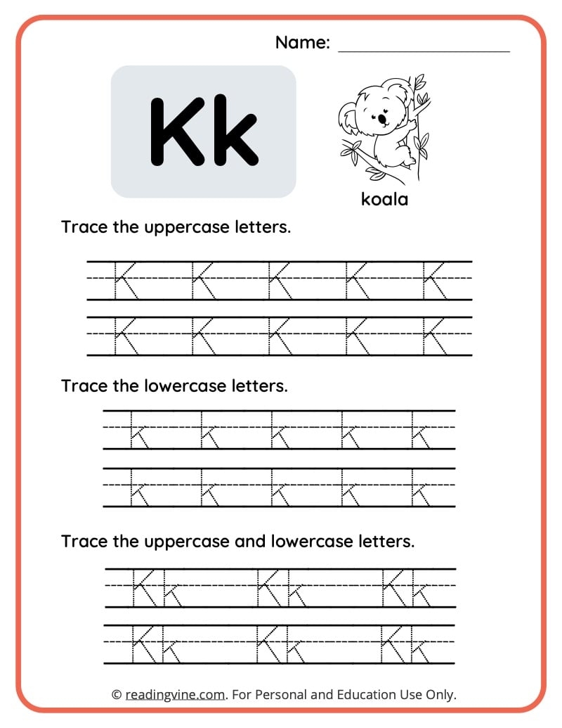 letter k tracing worksheet letter k tracing worksheet