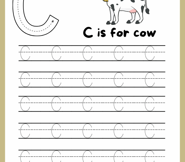 Uppercase Letter C Tracing Worksheet Printable Letter C Writing