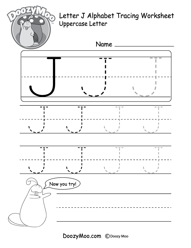 Uppercase Letter J Tracing Worksheet Doozy Moo Uppercase Letter J Tracing Worksheet Doozy Moo