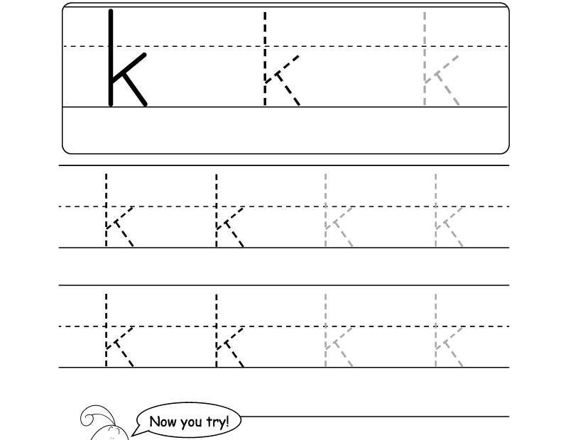 Uppercase Letter K Tracing Worksheet Doozy Moo