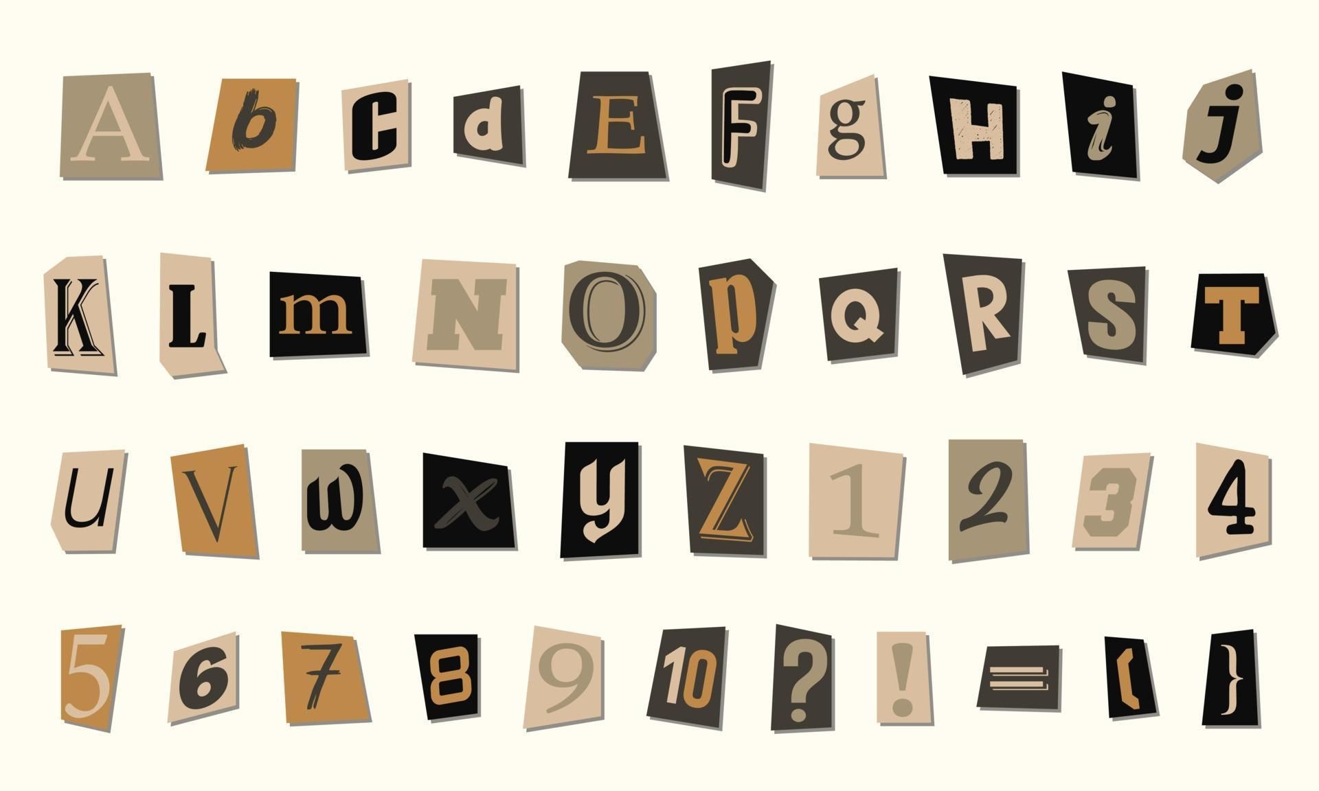 Vintage Style Paper Letters Alphabet Collection Vintage Style Paper Letters Alphabet Collection