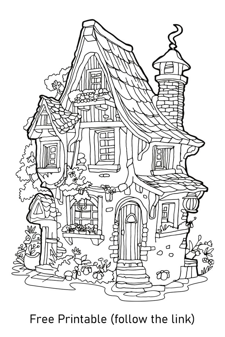 Whimsical Fairy House Free Coloring Page Printable Cottage Colouring Whimsical Fairy House Free Coloring Page Printable Cottage Colouring