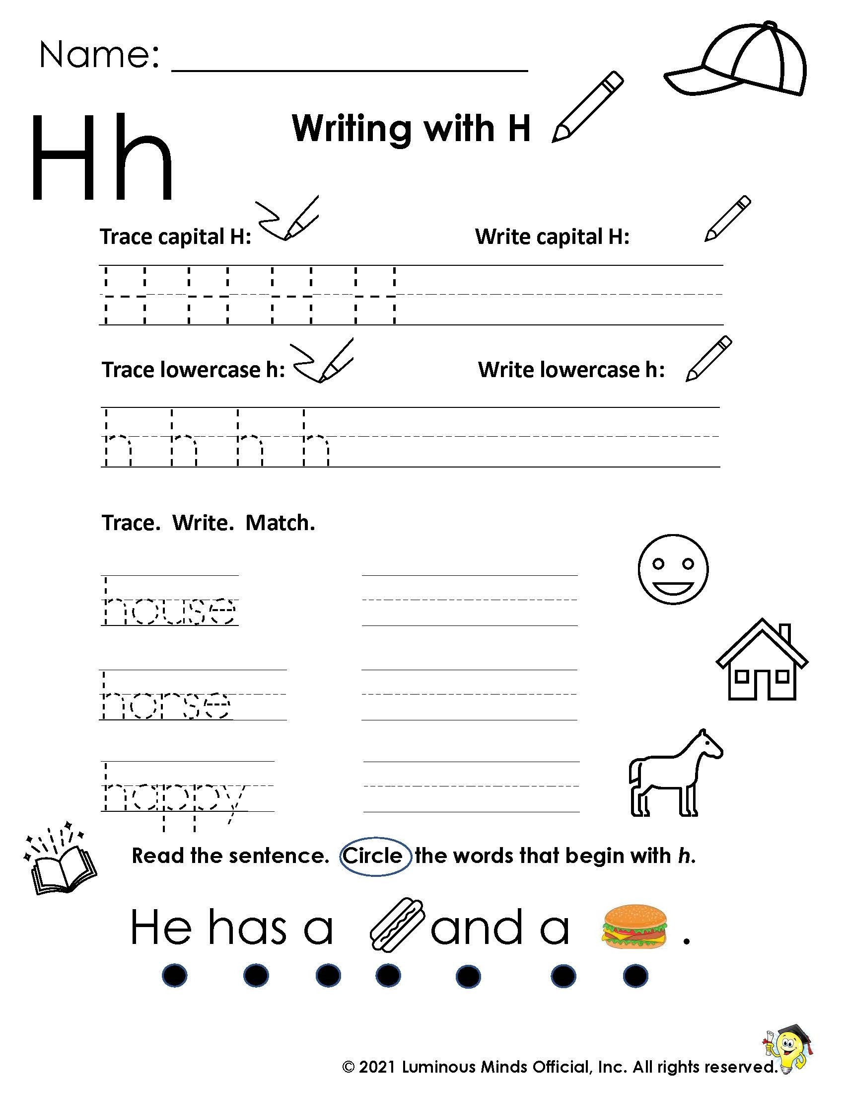 Writing With H Worksheets Library Writing With H Worksheets Library