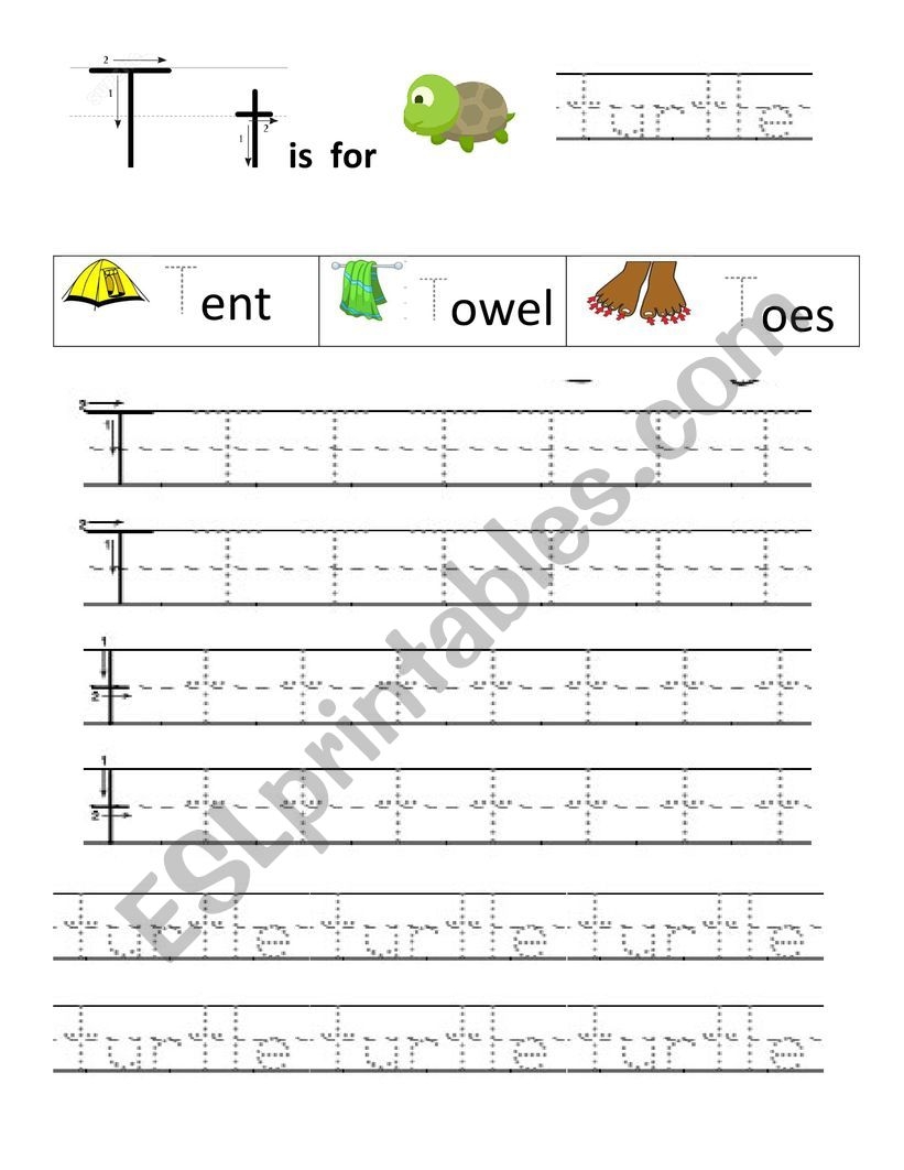 Writing Worksheet Letter T ESL Worksheet By Neneva