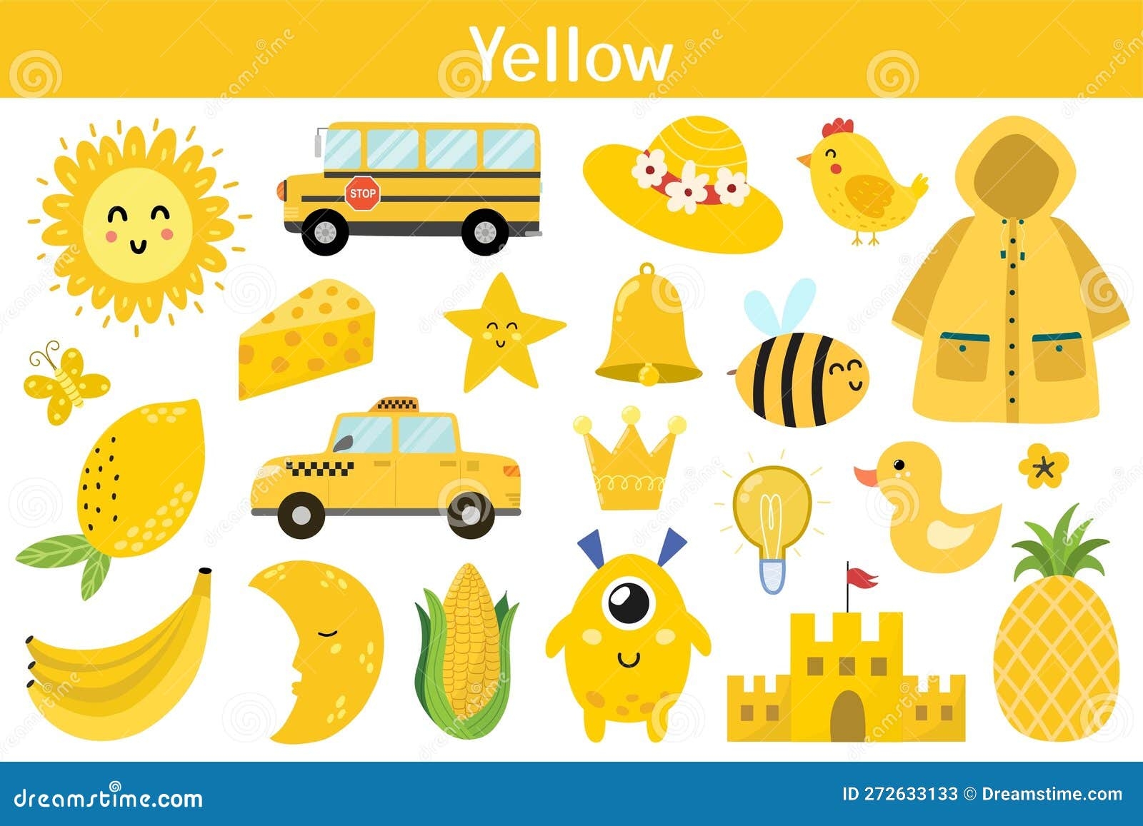 Yellow Color Objects Set Learning Colors For Kids Stock Vector Yellow Color Objects Set Learning Colors For Kids Stock Vector