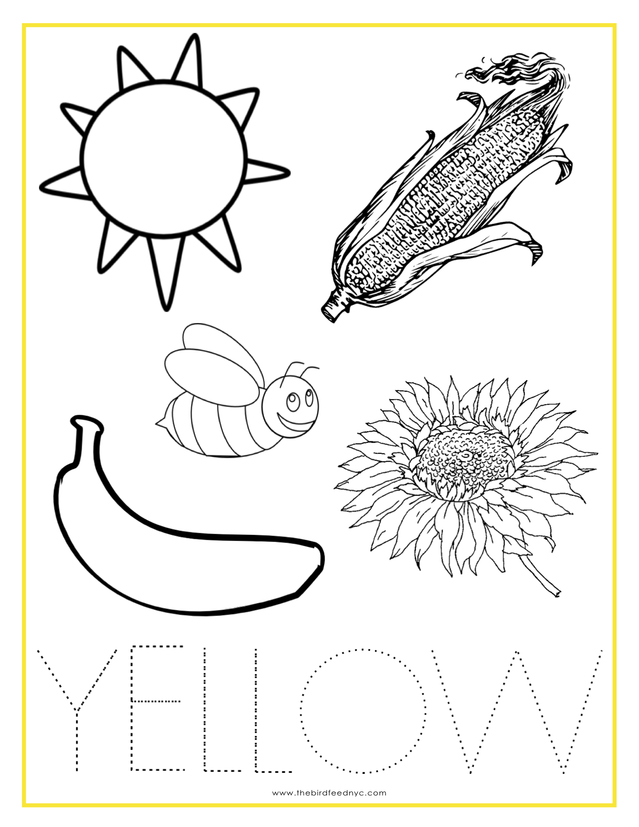 Color Yellow Coloring Sheet Color Yellow Coloring Sheet