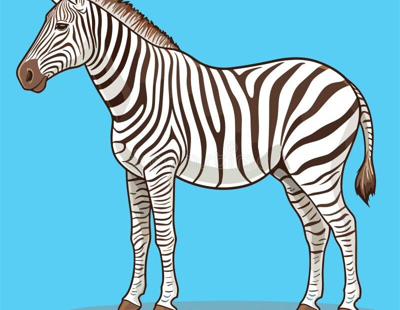 Zebra Striped Horse African Savannah Animal Cartoon Vector Stock
