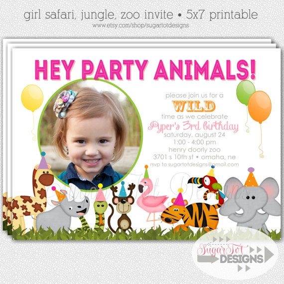 Zoo Birthday Party Invitation Safari Invitation Jungle Themed Invite