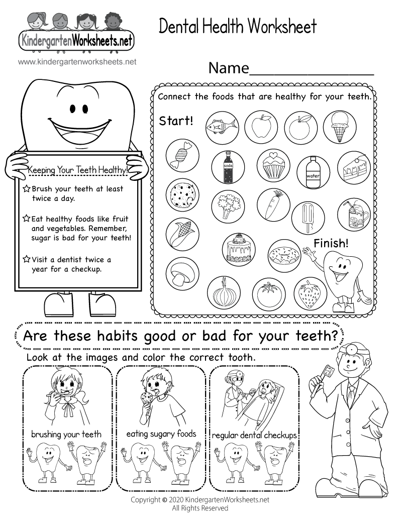 Dental Health Worksheet Free Printable PDF Dental Health Worksheet Free Printable PDF