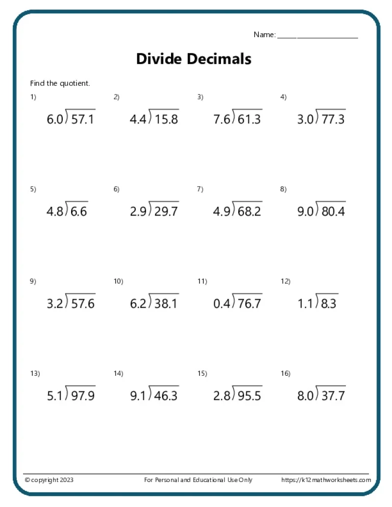 Division With Decimals Worksheets K12 Math Worksheets Division With Decimals Worksheets K12 Math Worksheets