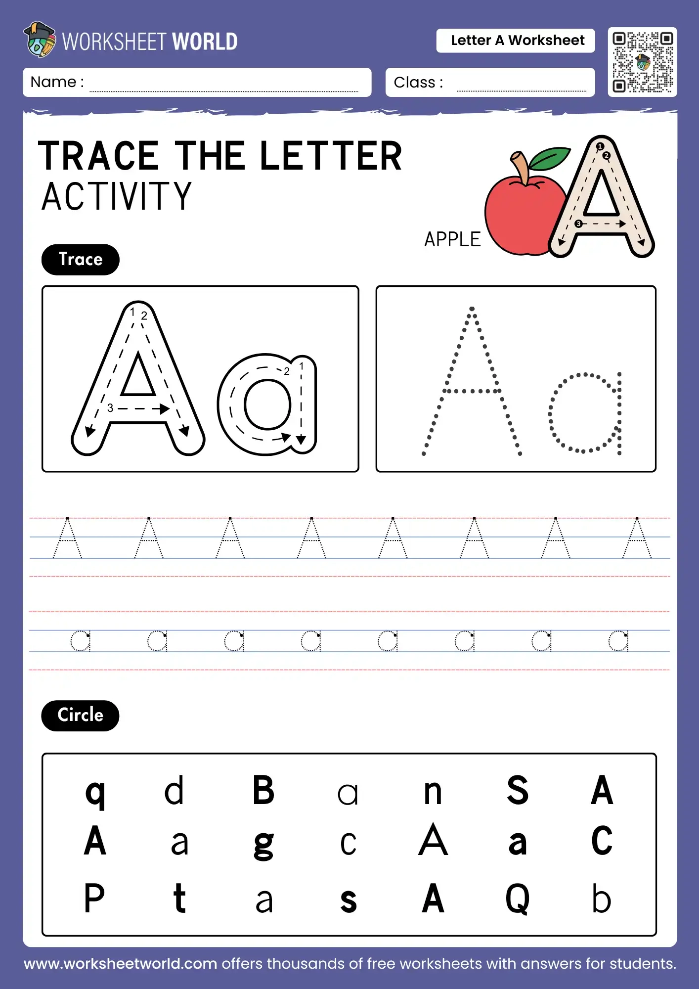 Free Letter A Worksheet Printable For Preschool And Kindergarten Worksheet World Free Letter A Worksheet Printable For Preschool And Kindergarten Worksheet World