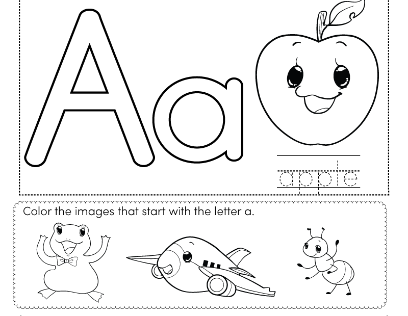 Letter A Coloring Worksheet Free Printable PDF