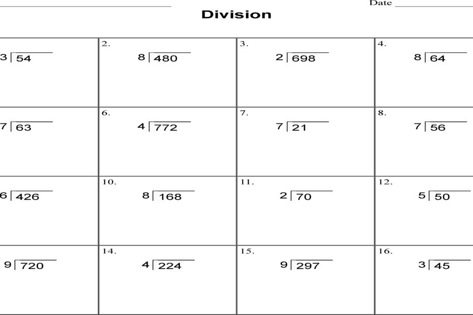 Long Division Practice 2 3 Digit Numbers Divided By 1 Digit Remainder Free