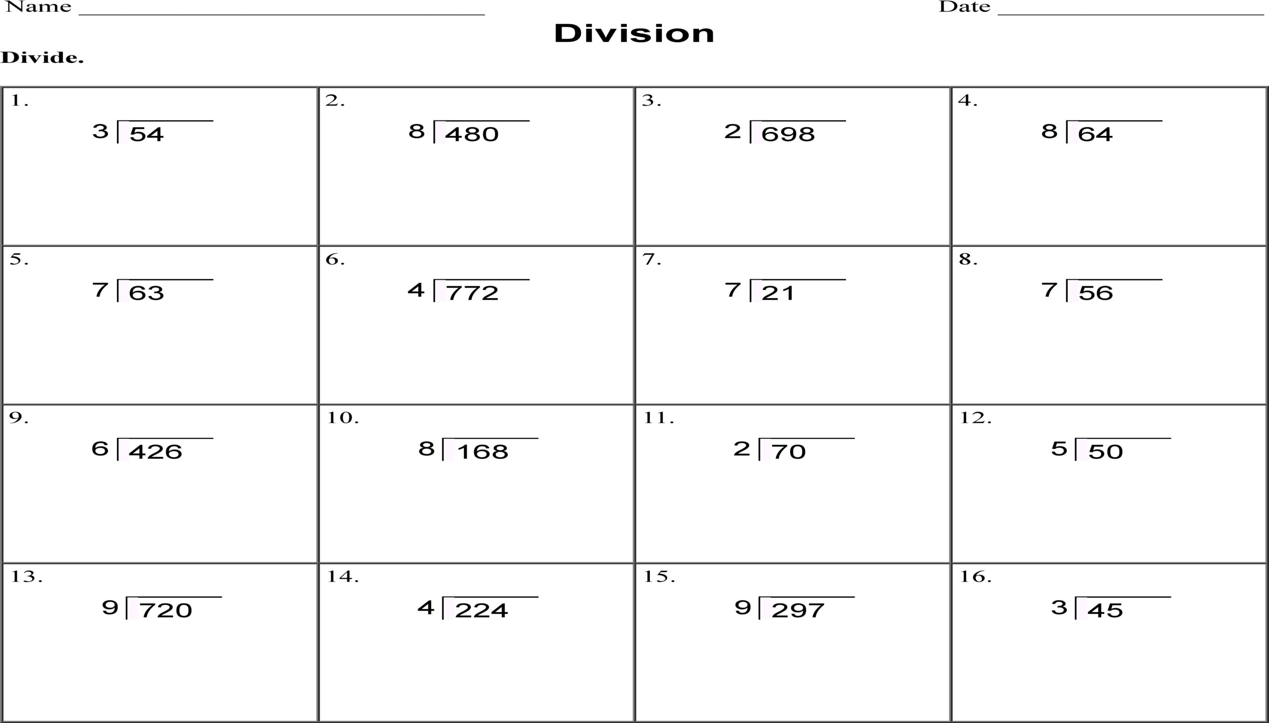 Long Division Practice 2 3 Digit Numbers Divided By 1 Digit Remainder Free 