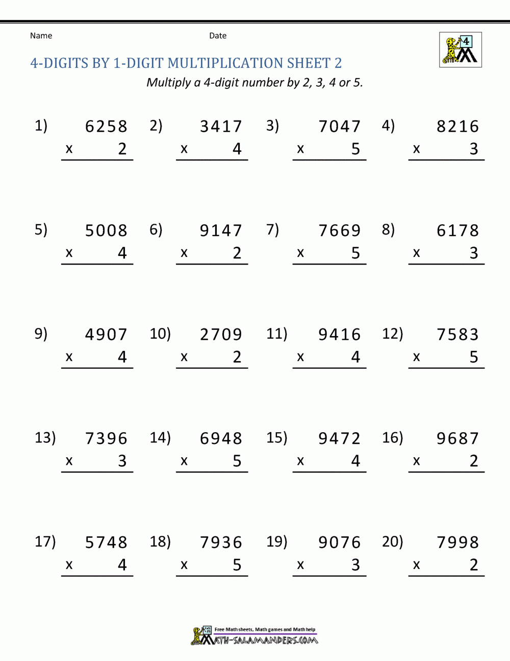 Math Multiplication Worksheets 4th Grade Math Multiplication Worksheets 4th Grade