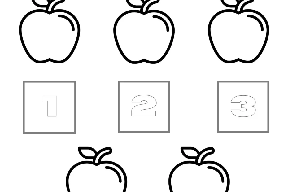 Printable Counting Worksheet Count The Apples Counting Lesson Toddler Kindergarten Homeschool All About Numbers Worksheet Etsy