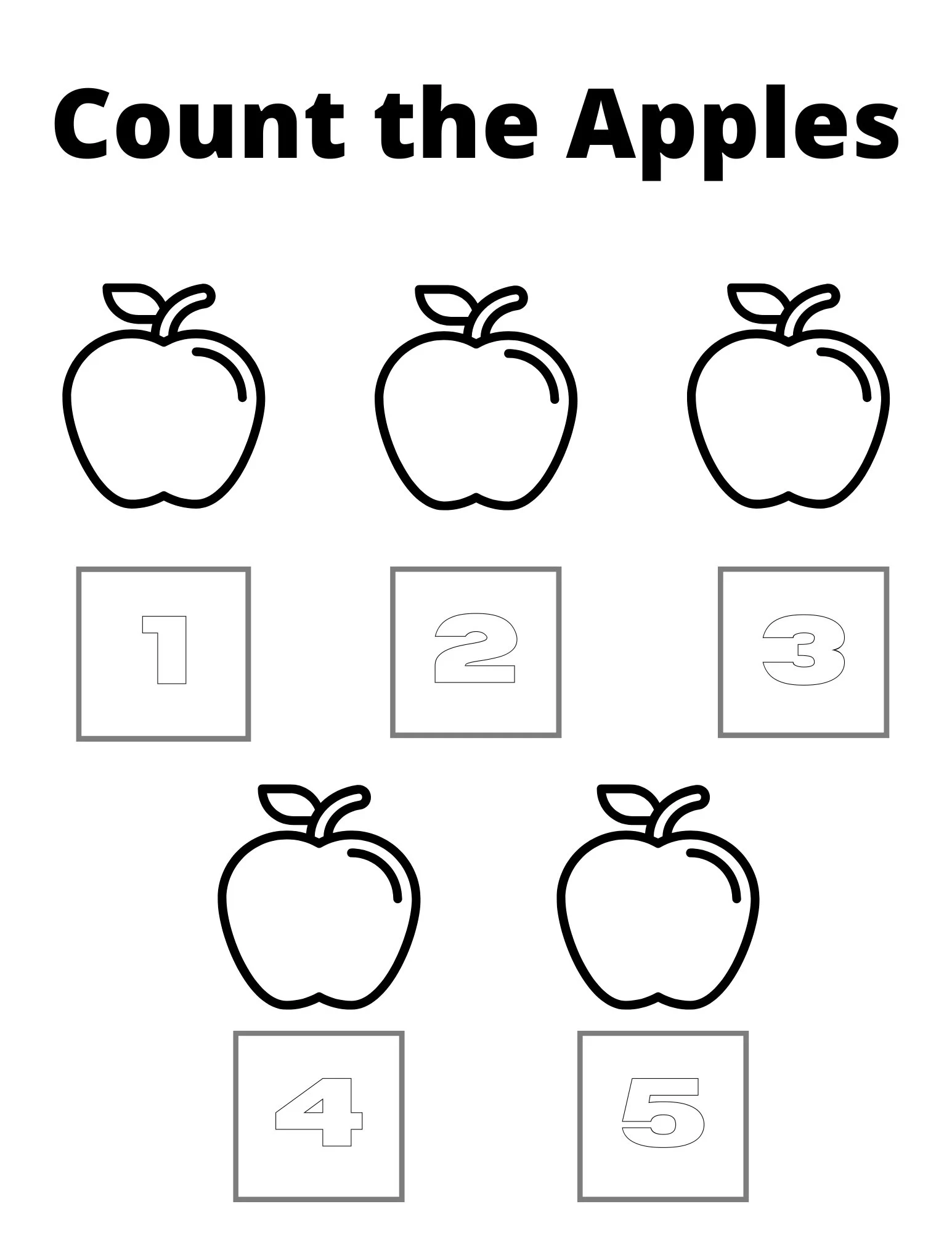 Printable Counting Worksheet Count The Apples Counting Lesson Toddler Kindergarten Homeschool All About Numbers Worksheet Etsy