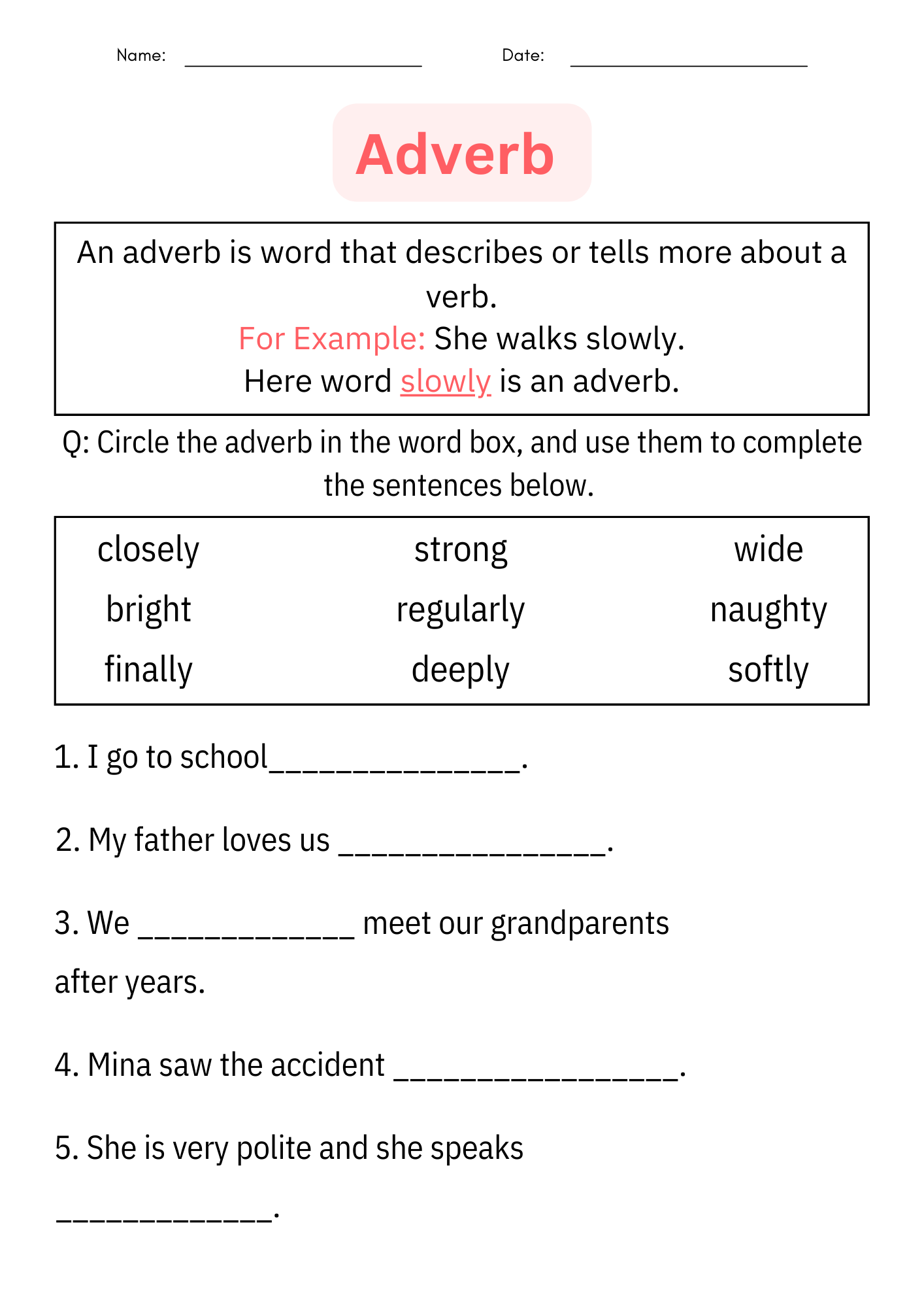 Adverb Worksheets Pdf Grade 1 Adverb Worksheets Pdf Grade 1