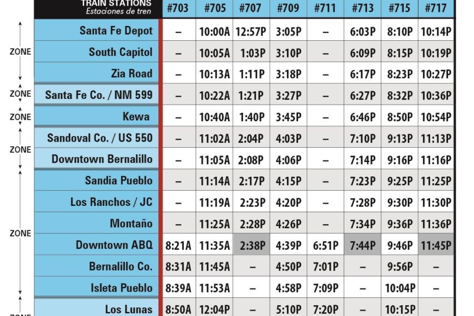 Saturday Schedule Rio Metro Regional Transit NM